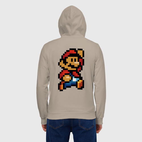 Мужская толстовка на молнии хлопок Супер Марио ретро пиксельный, цвет миндальный - фото 3