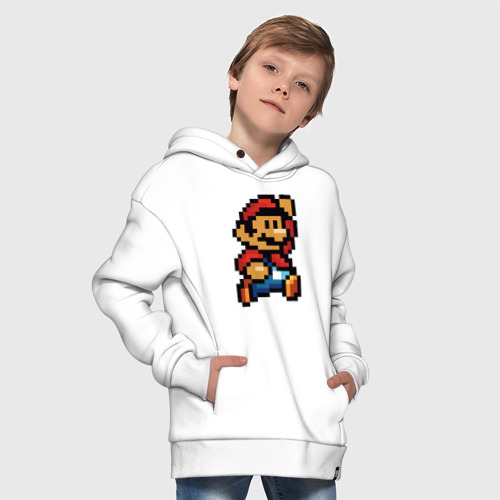 Детское худи Oversize хлопок Супер Марио ретро пиксельный, цвет белый - фото 9