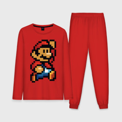 Мужская пижама с лонгсливом хлопок Супер Марио ретро пиксельный