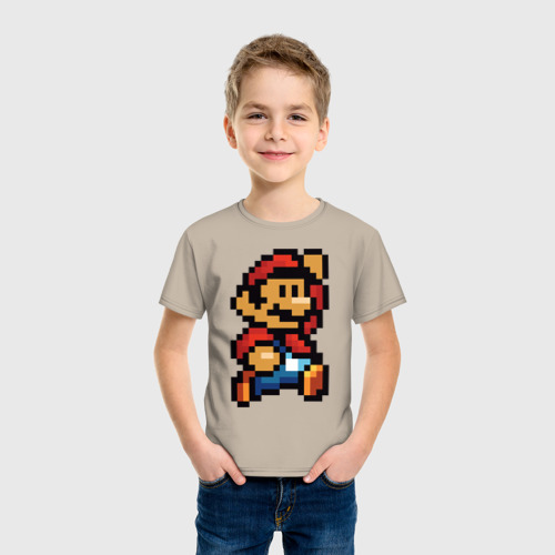 Детская футболка хлопок Супер Марио ретро пиксельный, цвет миндальный - фото 3
