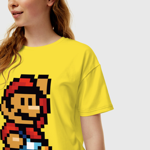 Женская футболка хлопок Oversize Супер Марио ретро пиксельный, цвет желтый - фото 3