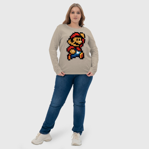 Женский лонгслив хлопок Супер Марио ретро пиксельный, цвет миндальный - фото 6