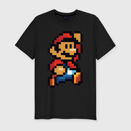 Мужская футболка хлопок Slim Супер Марио ретро пиксельный, цвет черный