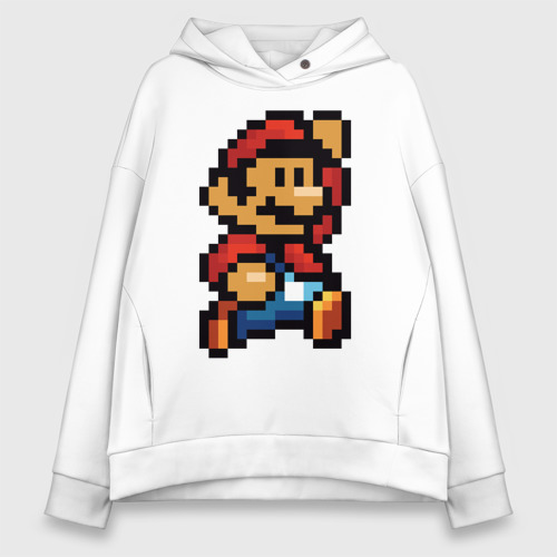 Женское худи Oversize хлопок Супер Марио ретро пиксельный, цвет белый