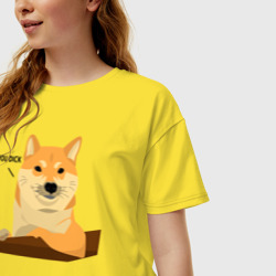 Женская футболка хлопок Oversize Сиба ину знает тебя/Shiba Inu - фото 2