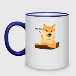 Кружка двухцветная Сиба ину знает тебя/Shiba Inu