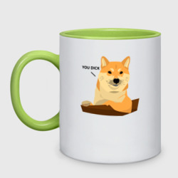 Кружка двухцветная Сиба ину знает тебя/Shiba Inu