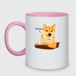 Кружка двухцветная Сиба ину знает тебя/Shiba Inu