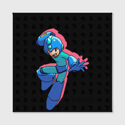 Холст квадратный Mega Man (pixel art) Black, цвет 3D печать - фото 2