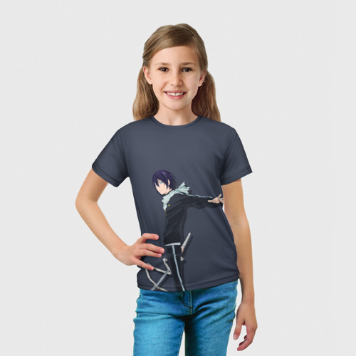 Детская футболка 3D с принтом Ято с мечом, вид сбоку #3