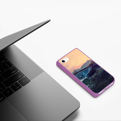 Чехол для iPhone 5/5S матовый Танки, цвет фиолетовый - фото 5