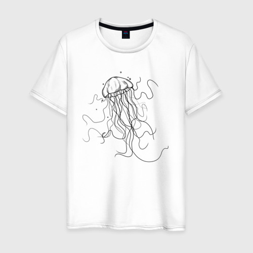 Мужская футболка хлопок Черная медуза векторный рисуно, цвет белый