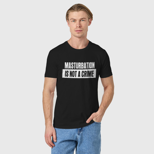 Мужская футболка хлопок Онанизм не преступление, цвет черный - фото 3