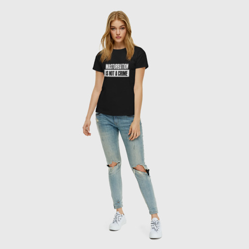 Женская футболка хлопок Онанизм не преступление, цвет черный - фото 5