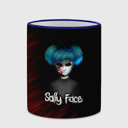 Кружка с полной запечаткой Sally Face окровавленное лицо, цвет Кант синий - фото 4