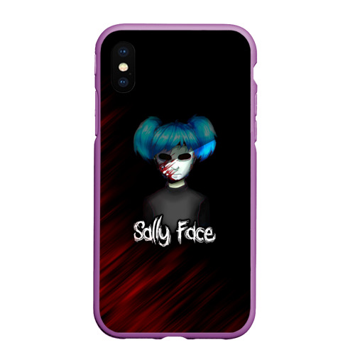 Чехол для iPhone XS Max матовый Sally Face окровавленное лицо, цвет фиолетовый