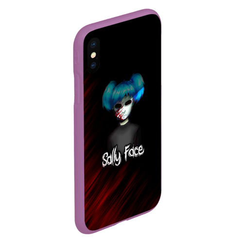 Чехол для iPhone XS Max матовый Sally Face окровавленное лицо, цвет фиолетовый - фото 3