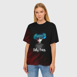 Женская футболка oversize 3D Sally Face окровавленное лицо - фото 2