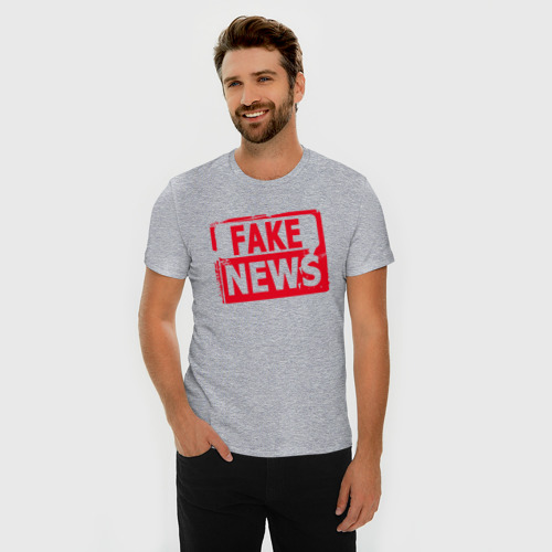 Мужская футболка хлопок Slim  Fake News, цвет меланж - фото 3