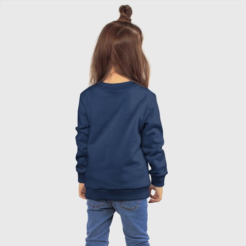 Детский свитшот хлопок Девочка и доберман, цвет темно-синий - фото 4