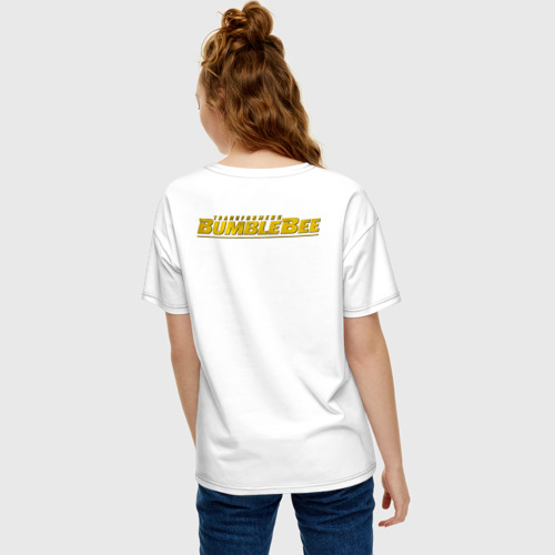 Женская футболка хлопок Oversize с принтом Bumblebee - 2-, вид сзади #2