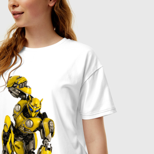 Женская футболка хлопок Oversize с принтом Bumblebee - 2-, фото на моделе #1