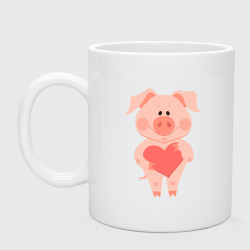 Кружка керамическая Love Pig, цвет белый