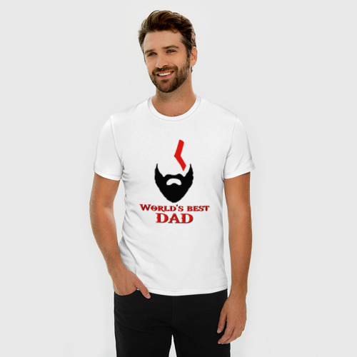 Мужская футболка хлопок Slim World's Best Dad, цвет белый - фото 3