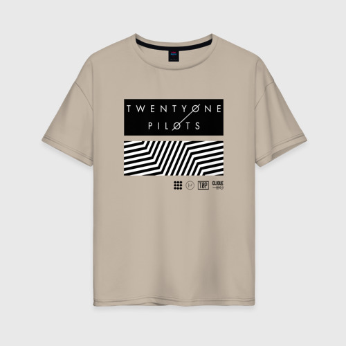 Женская футболка хлопок Oversize Twenty one pilots, цвет миндальный