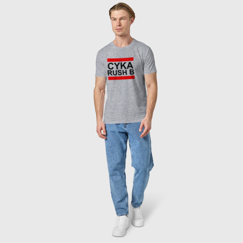 Мужская футболка хлопок с принтом CYKA RUSH B | CS GO, вид сбоку #3