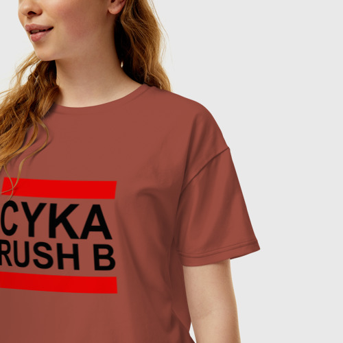 Женская футболка хлопок Oversize Cyka Rush b CS GO, цвет кирпичный - фото 3