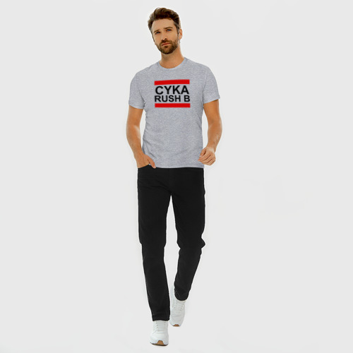 Мужская футболка хлопок Slim Cyka Rush b CS GO, цвет меланж - фото 5