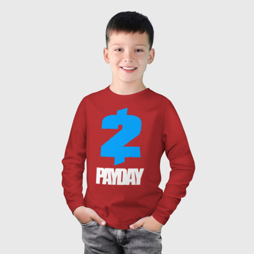 Детский лонгслив хлопок с принтом PAYDAY 2, фото на моделе #1