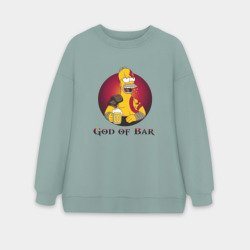 Женский свитшот oversize без начеса хлопок God of Bar - Homer and beer Simpsons meme