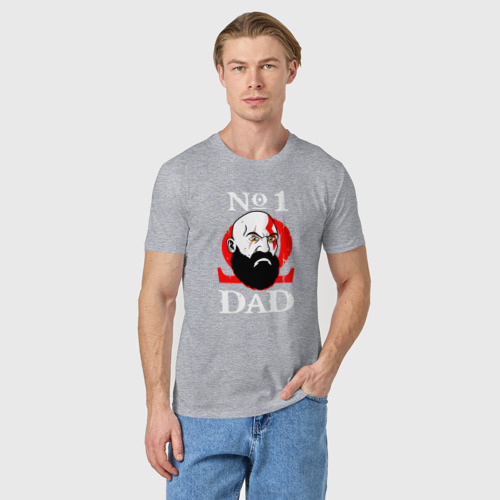 Мужская футболка хлопок Dad Kratos, цвет меланж - фото 3