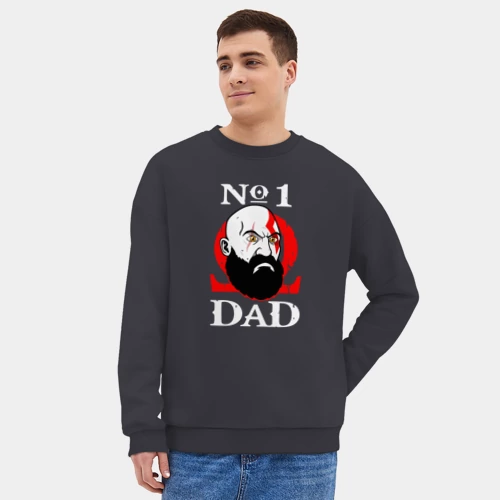 Мужской свитшот oversize без начеса хлопок Dad Kratos - фото 3