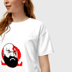 Женская футболка хлопок Oversize Dad Kratos - фото 2