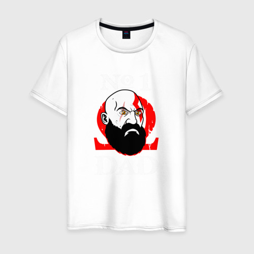 Мужская футболка из хлопка с принтом Dad Kratos, вид спереди №1