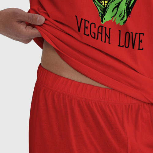 Мужская пижама хлопок Vegan Love, цвет красный - фото 6