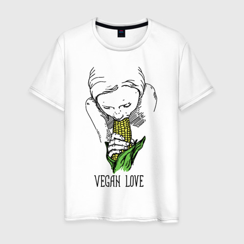 Мужская футболка хлопок Vegan Love, цвет белый