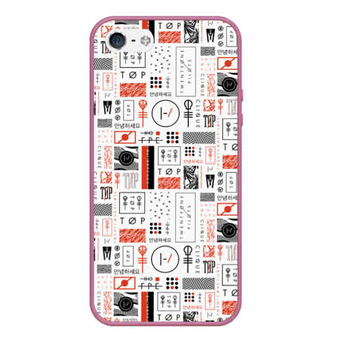 Чехол для iPhone 5/5S матовый Twenty One Pilots - Blurryface, цвет розовый