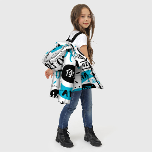 Зимняя куртка для девочек 3D с принтом Hello, фото #4