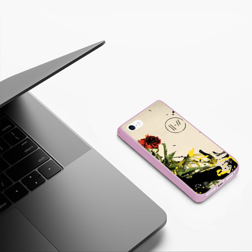 Чехол для iPhone 5/5S матовый Twenty One Pilots - Trench, цвет розовый - фото 5