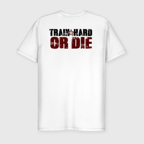 Мужская футболка хлопок Slim Train hard or die, цвет белый - фото 2