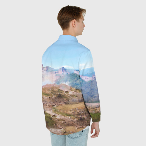 Мужская рубашка oversize 3D с принтом Танки, вид сзади #2