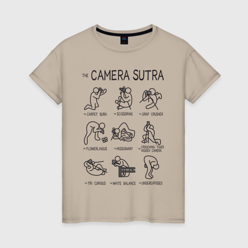 Женская футболка хлопок The camera sutra, цвет миндальный