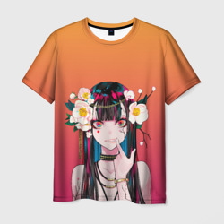 Мужская футболка 3D Девушка - сакура