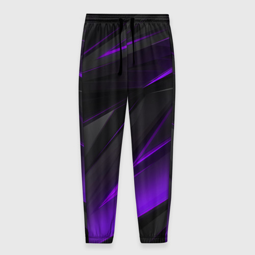 Мужские брюки с принтом Geometry stripes neon фиолетовые полосы, вид спереди №1