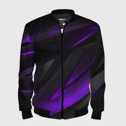Мужской бомбер 3D Geometry stripes neon фиолетовые полосы