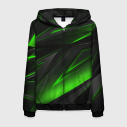 Мужская толстовка 3D на молнии Geometry stripes зелёные полосы